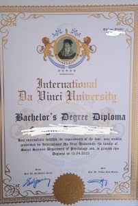 Örnek Diploma .Vinci Üniversitesi